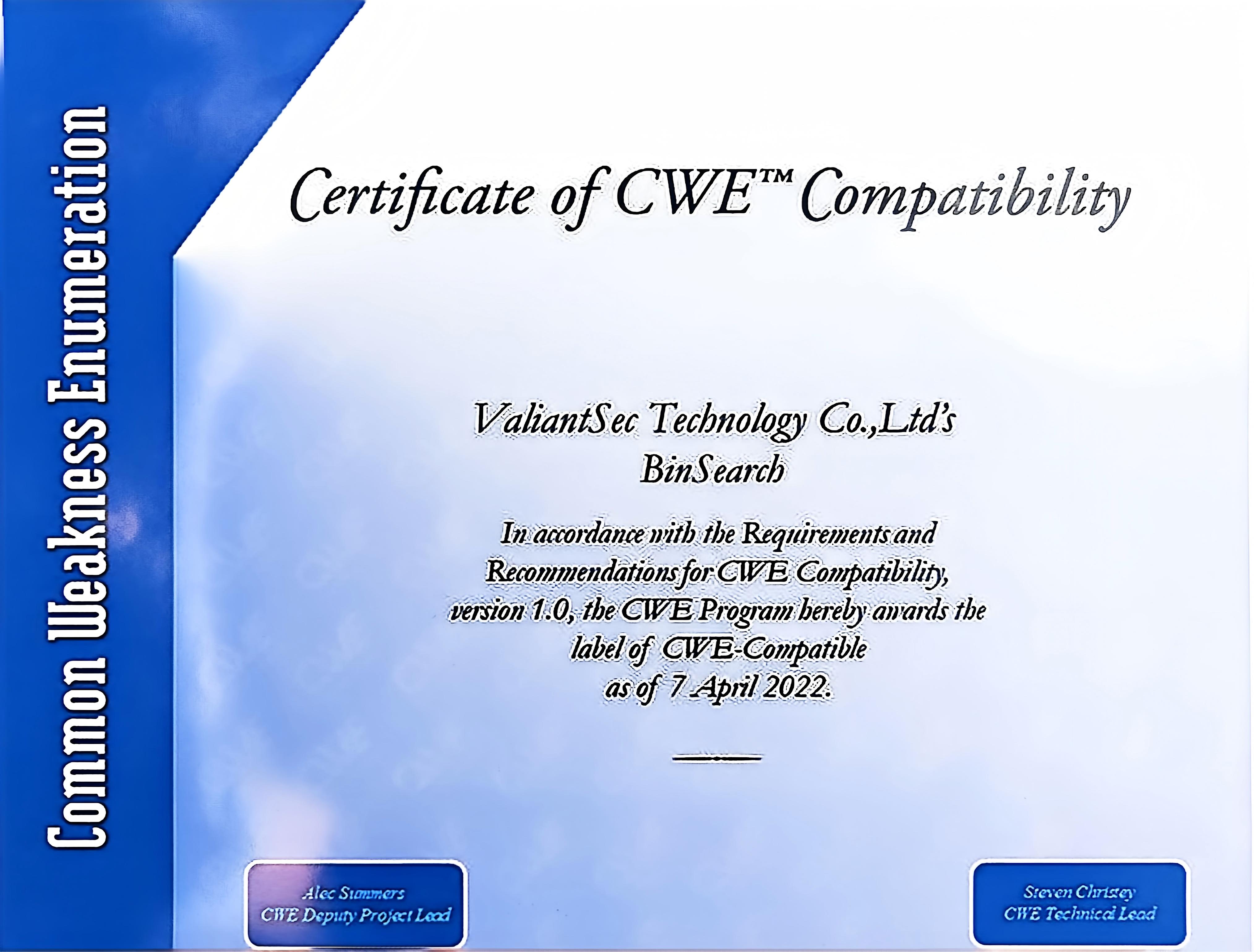 BINSEARCH CWE CERTIFICATION